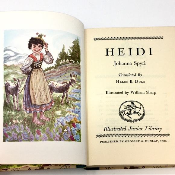 1945 Heidi by Johanna Spyri Illustrated Vintage Junior Library Hardbound Book - Picture 1 of 15